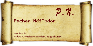 Pacher Nándor névjegykártya